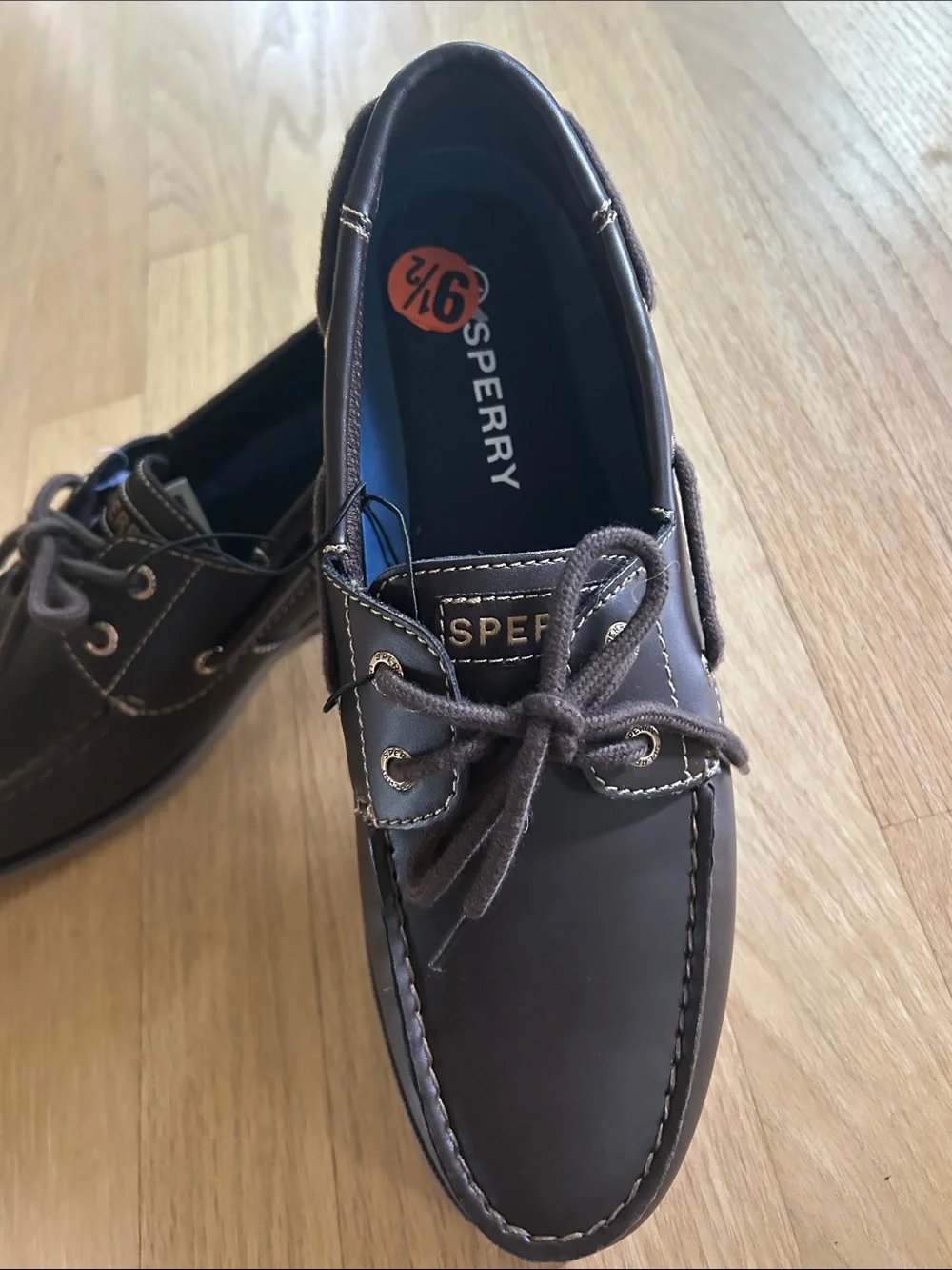 NWOT Sperry Men’s Brown Leather 2-Eye Boat Shoes, Size 9.5